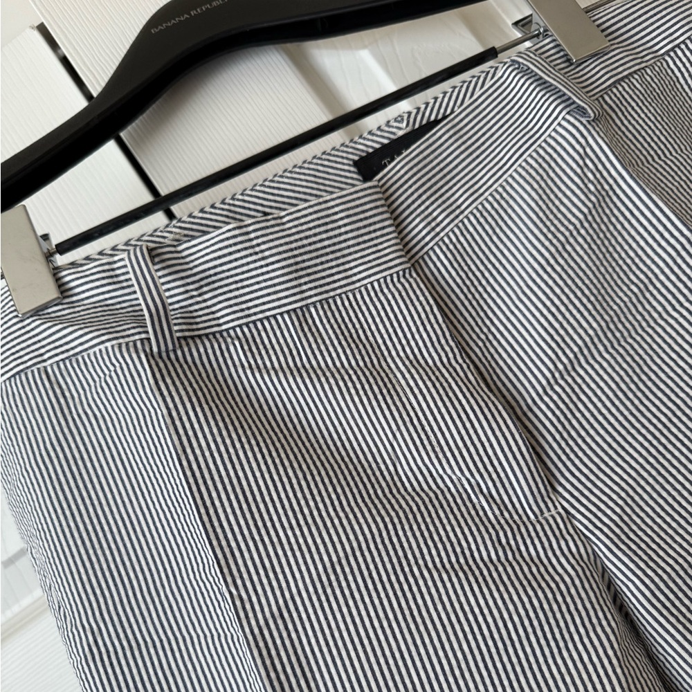 Talbots Petite Signature Cropped Cotton Pants - Navy Ticking Stripe